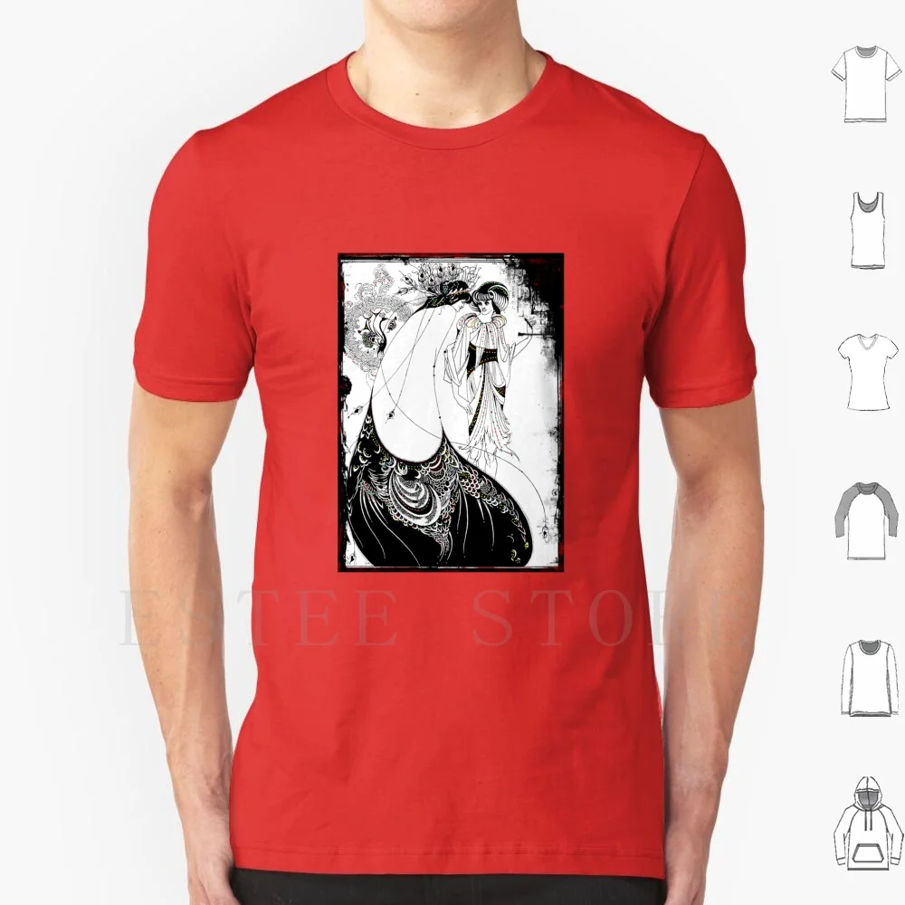 Nouveau mujer en falda de pavo real camiseta estampado algodón mujer disfraces de plumas Steampunk Influenced Aubrey Beardsley Friends