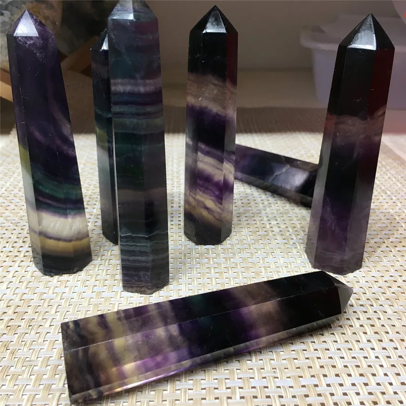 

Natural Stones Colorful Fluorite Wand Point Quartz Crystal Gemstones Home Decoration