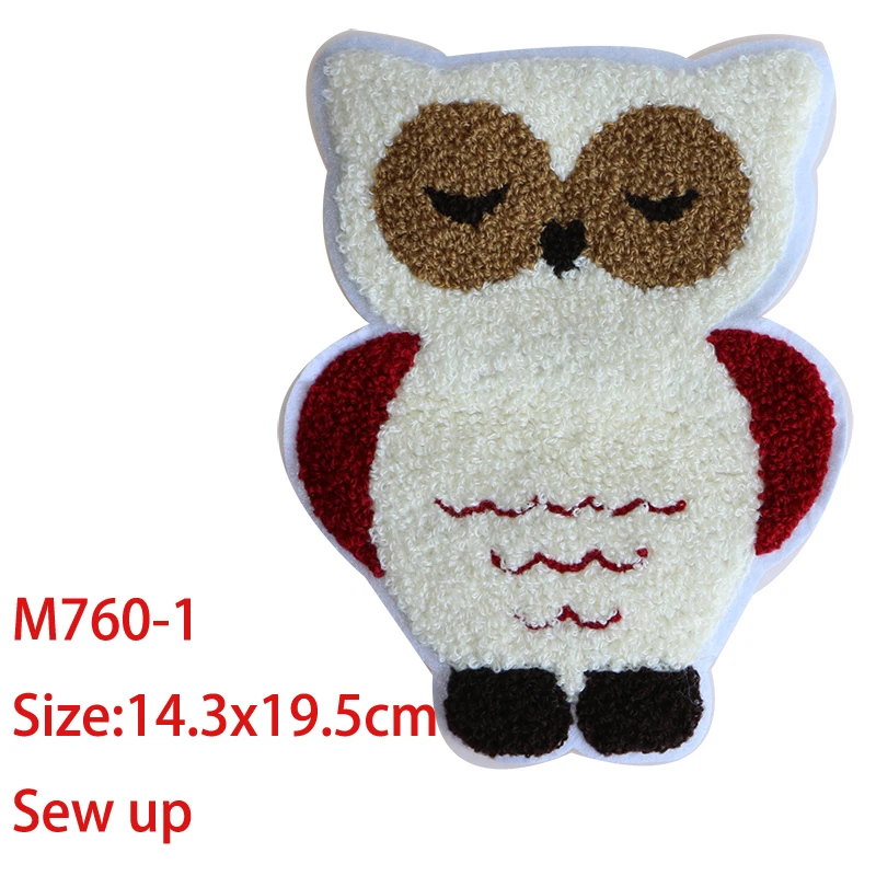 Cartoon Cycling Hat Owl Bicycle Chenille Icon Applique Towel Embroidery Patches For DIY Iron on Patch Badges on a Backpack