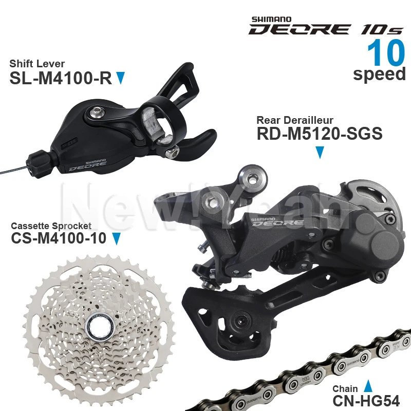 SHIMANO DEORE M4100 10 Speed Groupset M4100 Shifter Cassette Sprocket and M4120 / M5120 Rear Derailleur HG54 Chain Original Part