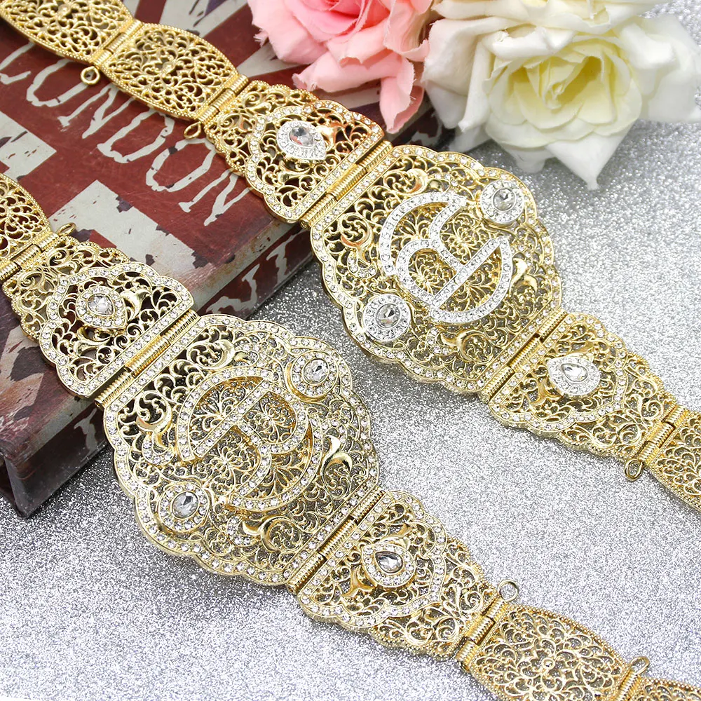 Gold Color Moroccan Kaftan Belt R for Women Metal Algeria Waist Chain Europe Bride Wedding Banquet Caftan Body Jewelry
