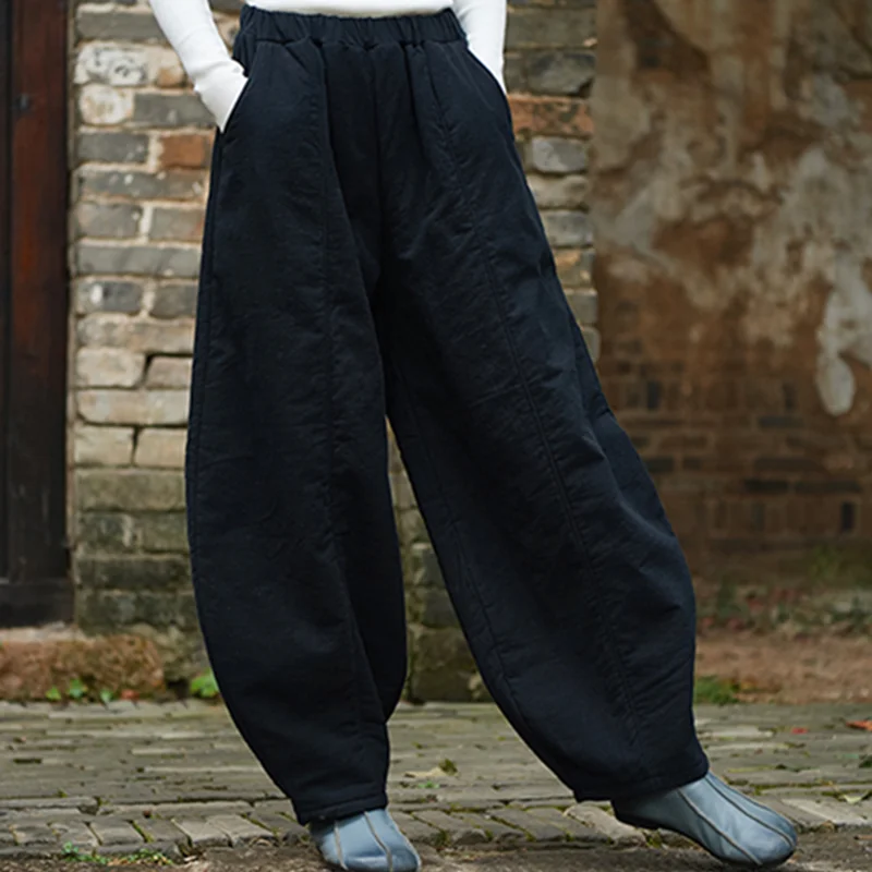 Women  Baggy Cargo Ethnic Vintage Elastic High Waist Loose Long Cotton Line Oversize  Trousers Wide Leg Clothes  Large Size