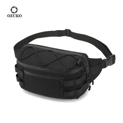 OZUKO Men's Waist Bag Fashion Chest Pack Outdoor Sports Belt Bag for Teenager Waterproof Men Waist Bags High Quality Fanny Pack