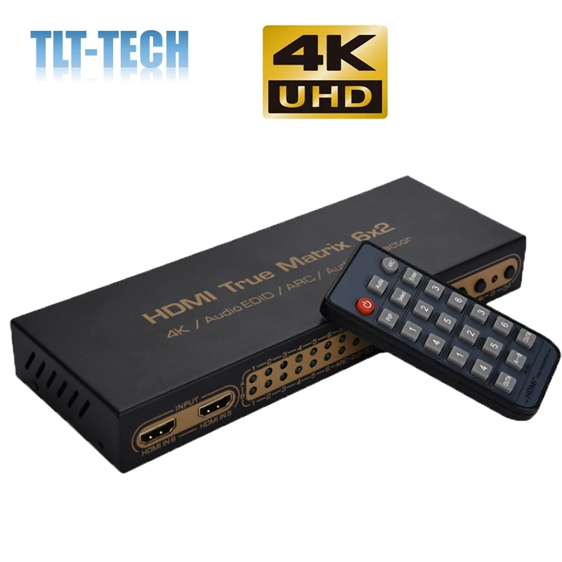 6 في 2 مخرجات HDMI 4K x 2K ، دعم تبديل الفيديو ثلاثي الأبعاد 6x2 HD ، الألياف البصرية 5.1 ، قوس الصورة