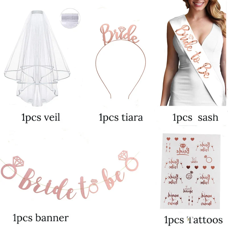 Bachelorette Party Decorations Bride To be Theme Headband Sash Tattoos Balloons for Wedding bachelorett parti Hen Party Decor