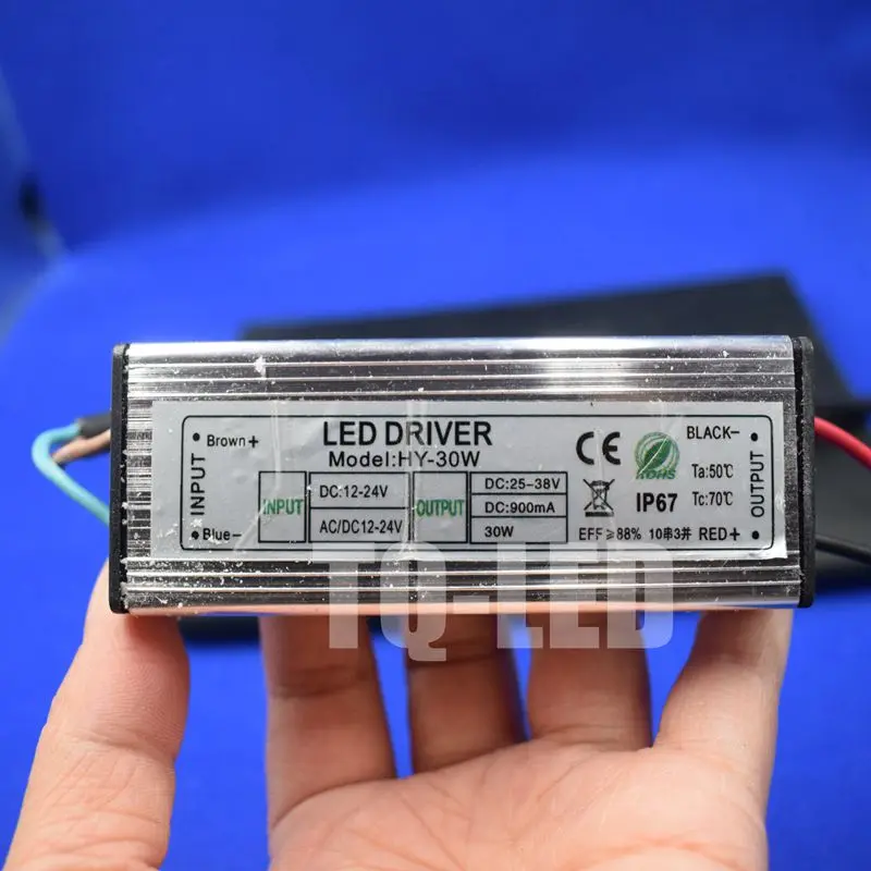 30W High Power Led Driver AC/DC12-24V to DC25-38V 900mA Waterproof Custant current Light Power Supply