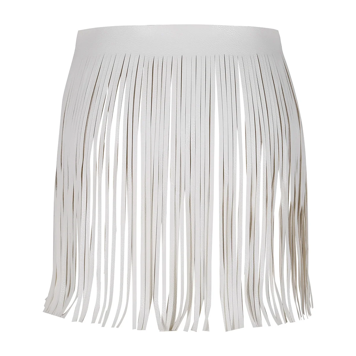 Women Leather Tassel Skirt Belt Adjustable Faux Leather Waistband Fringe Skirt Dance Accessories