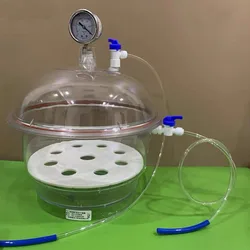 PC-3 252MM Polycarbonate Plastic Vacuum Dryer Laboratory Dryer Transparent Vacuum Drying Kettle Double Valve With Pressure Gauge