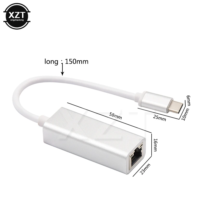 

Type C to RJ45 USB C Gigabit Ethernet Network Card Lan Adapter 10M/100M/1000M for MacBook Pro ChromeBook Aluminum Alloy