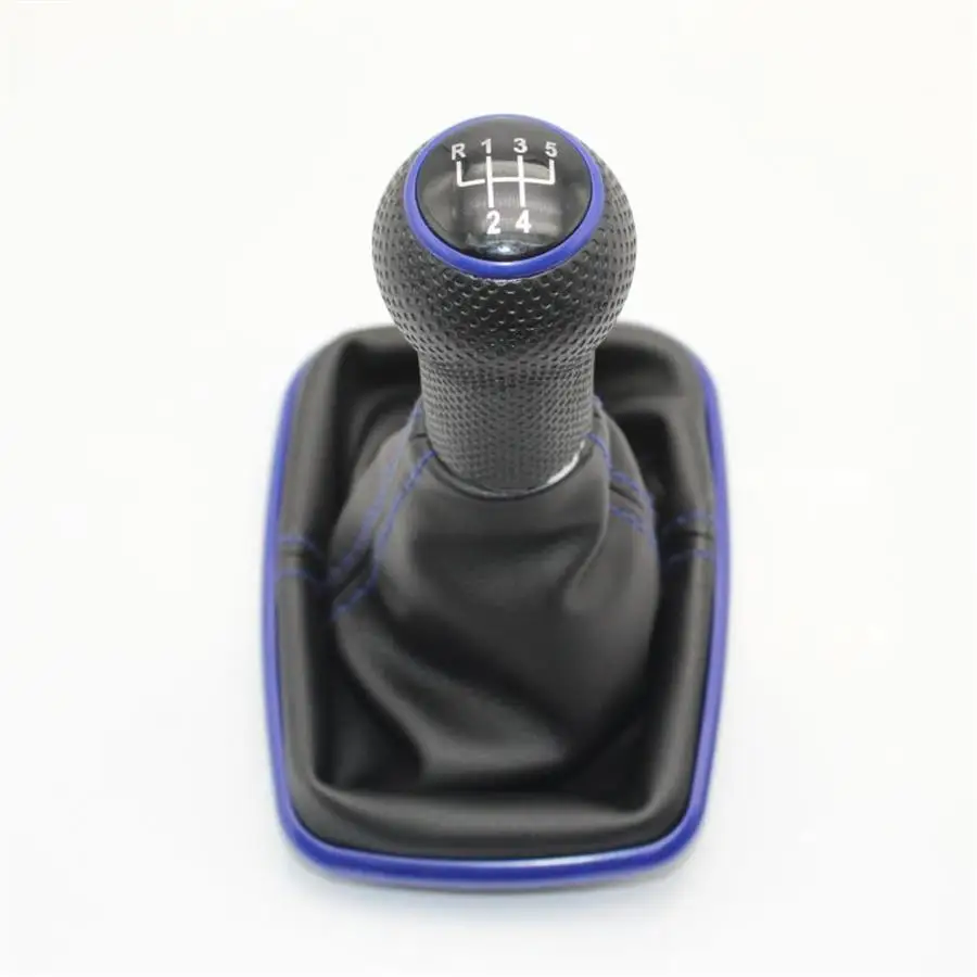 For Seat Leon 2000 2001 Toledo 1999 2000 2001 Car-Styling Car 5 Speed 12mm Blue Line Gear Stick Shift Knob With Leather Boot