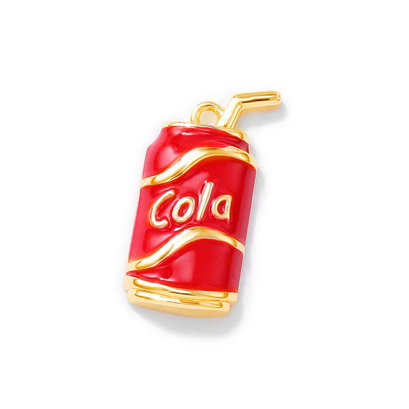 Factory wholesale Gold Color Brass Dripping oil   Coke can Charms Pendants Necklace and Bracelet Earring Diy Jewelry Accessories