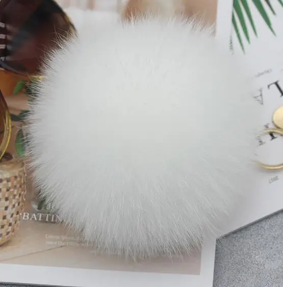 12/13/15cm DIY Natural Real Fox Fur Pompoms Fluffy Genuine Fur Ball for Winter Women Hat Beanies Knitted Cap Skullies With Snap