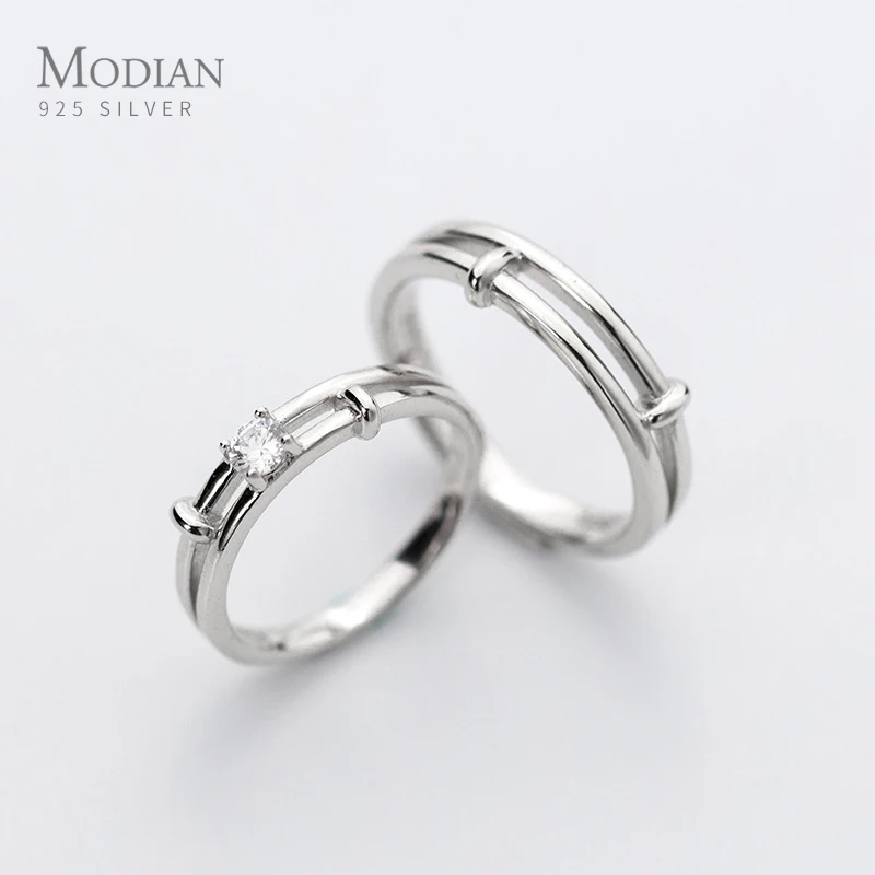 

Modian Dazzling AAA Zircon Double Circle Ring for Men Women 925 Sterling Silver Fashion Lovers Ring Wedding Statement Jewelry