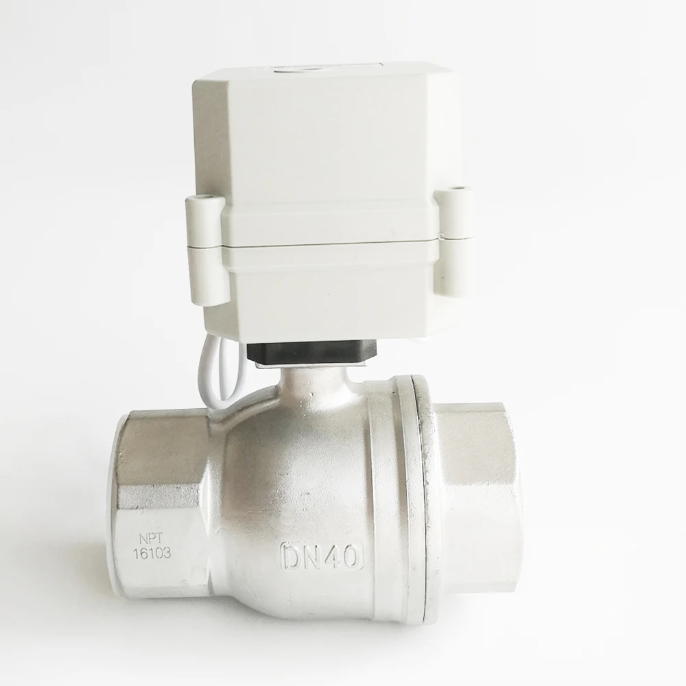 DC12V/24V Stainless Steel 304 1-1/2'' DN40 Full Port Actuated Ball Valve 2 Way Metal Gear IP67 For Water Control Application