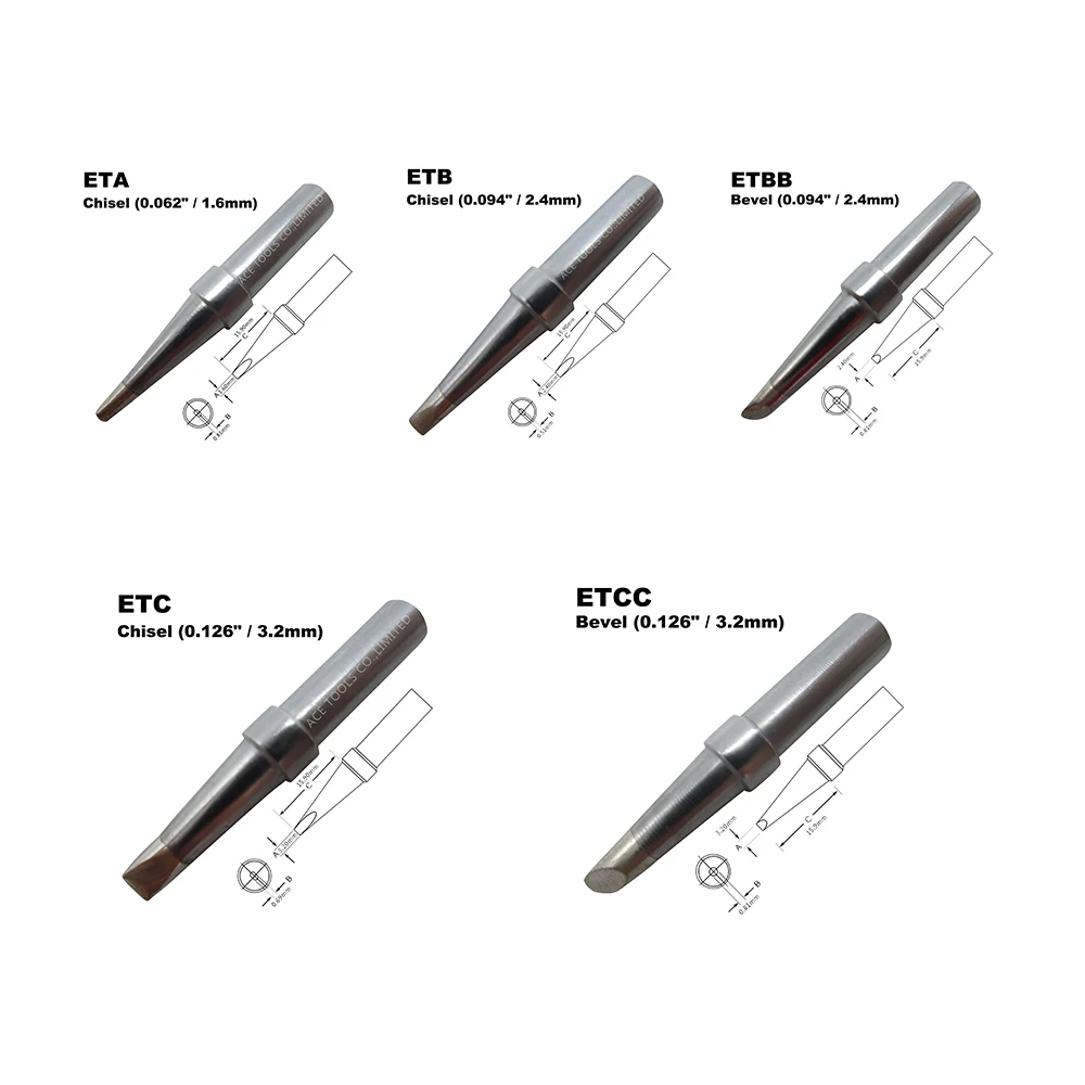 5 PCS WELLER Soldering Tip ETA ETB ETBB ETC ETCC for WES51 WESD51 WE1010NA WE1010  WE1010EU WTL1000S-0 PES51 PES50 LR21 LR20