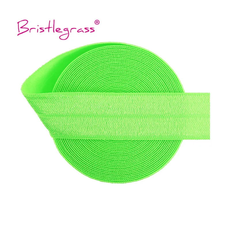 BRISTLEGRASS 2 5 10 Yard 3/4" 20mm Solid Shiny FOE Falten über elastisches Spandex-Satinband Haargummi Stirnband Kleid Nähen Spitzenbesatz