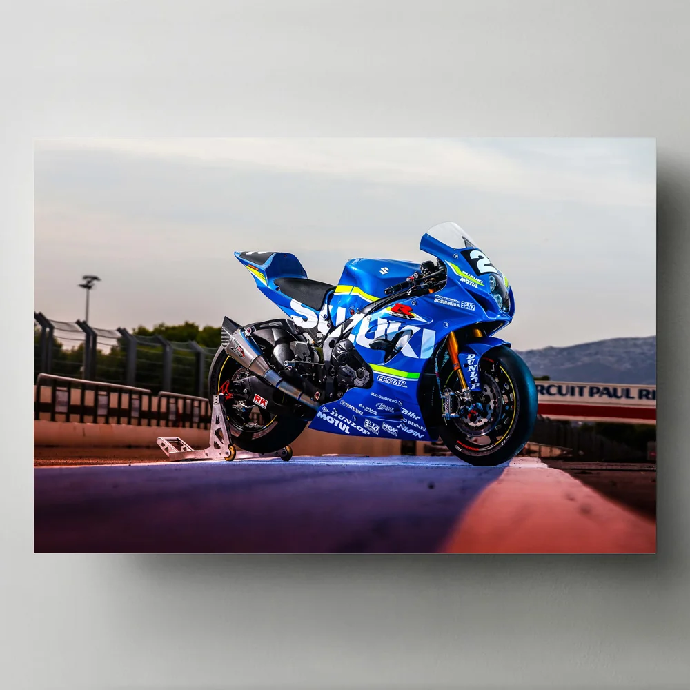 Modern Art Posters and Prints Sport Bike Suzuki GSX-R1000R Blue Motorcycle Wall Picture Canvas Painting Living Room Decor