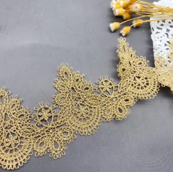 

Width:5.8cm (2.32") Exquisite Water Soluble Gold Lace Clothing Laces Sewing Accessories (ss-2069)