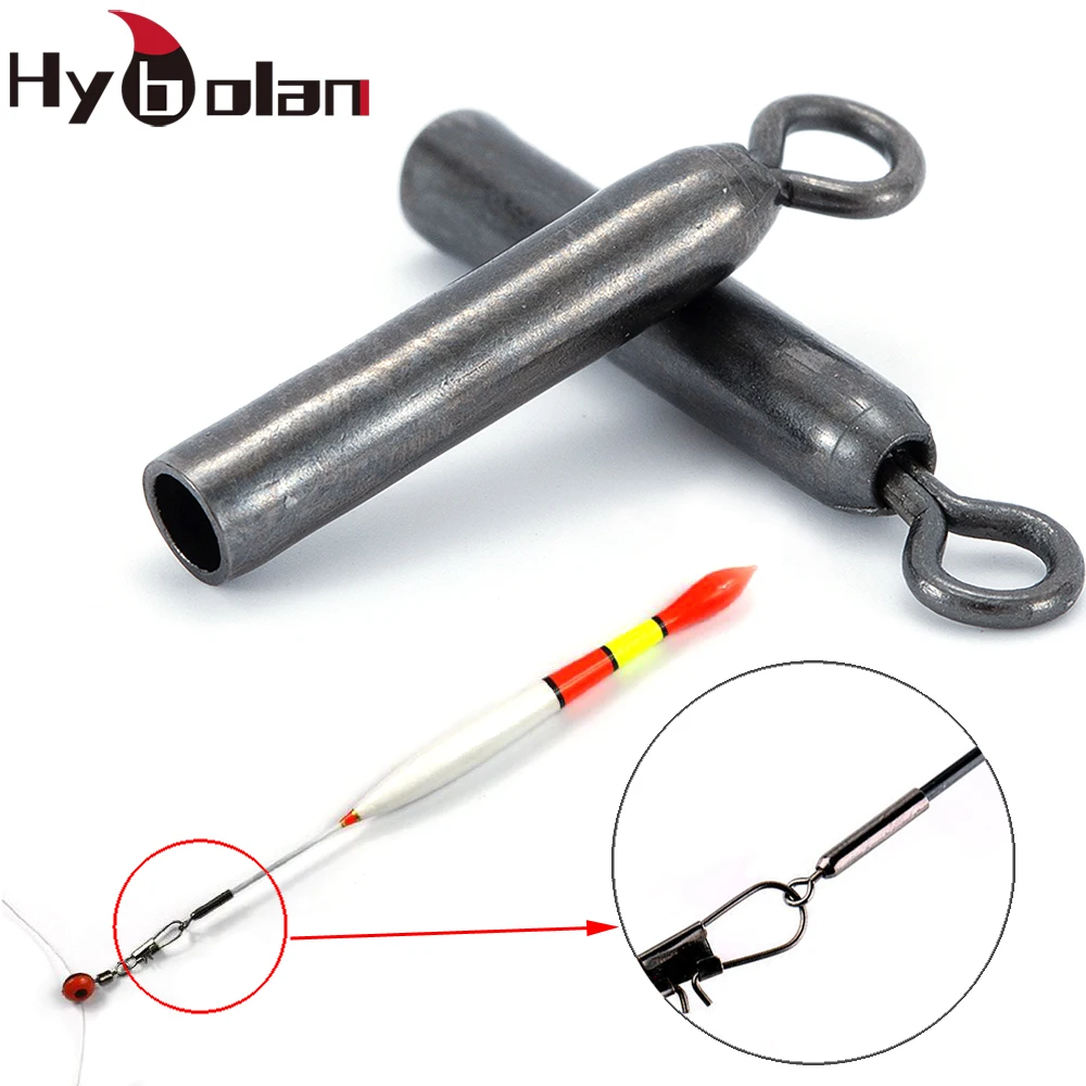 HYBOLAN 20pcs stainless steel Fishing Floats Connector Buoy Bobber Accessories Straight type socket Fishing line fixed tube