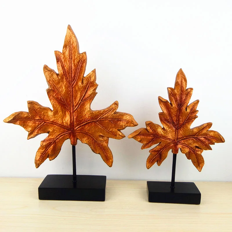 2pcs/Sets Antique Decoration Maple Leaf Model Home Decor Artware Desktop Decoration Accessories Living Room Display Furnishings