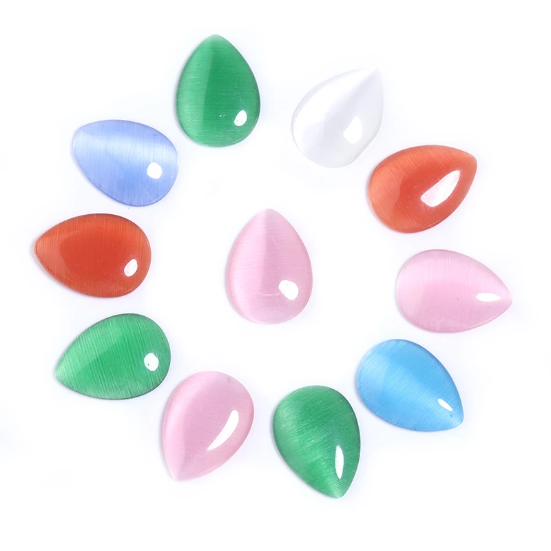 10/20/30pcs Glass Mix Color 6*8/10*14/13*18mm Cat Eye Water Drop Flatback cabochon per decorazioni di gioielli fatti a mano fai da te