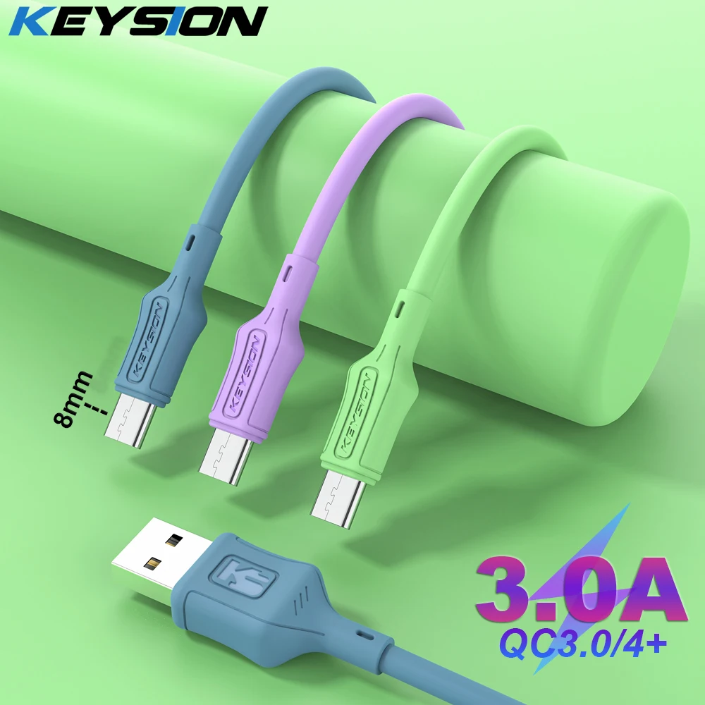 KEYSION 3A Liquid Silicone Type-C Cable for Redmi Note 10 9S 8 USB-C Fast Charging Data Charger Wire for Xiaomi POCO X3 Pro M3