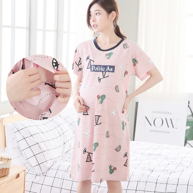 

Maternity Nightwear Room Wear Clothes Pregnant Nightdress Mother Nightgown Nursing Pajamas Breastfeeding Pyjama Pregnancy Dress