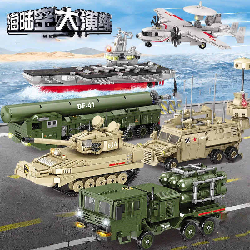 Children's aircraft KAZI building blocks assembling toys puzzle boys 9 military series 6-8 years old 10 tanks