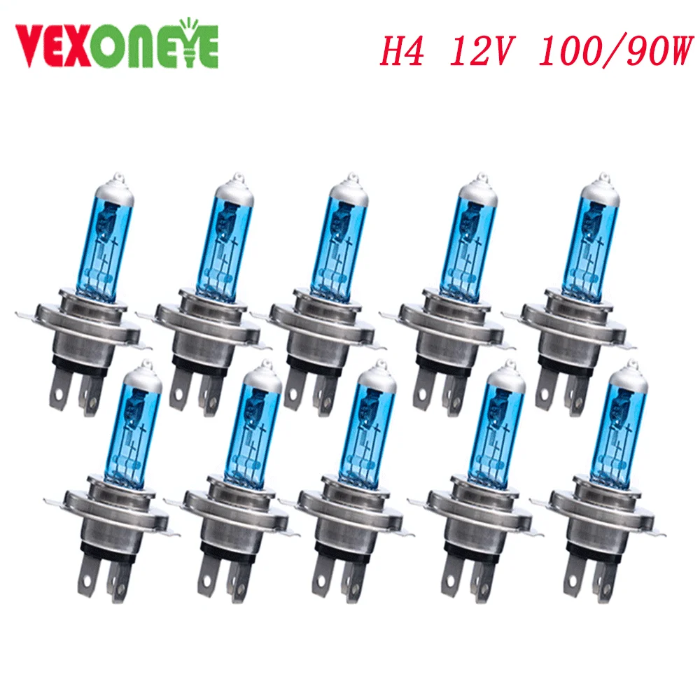 

10pcs H4 12v 100/90w Super White Headlight High Bright Halogen Bulb High Power Car Headlight