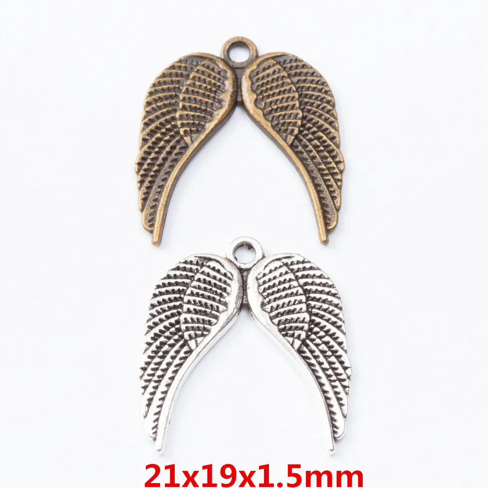 

55 pieces of retro metal zinc alloy wing pendant for DIY handmade jewelry necklace making 7311