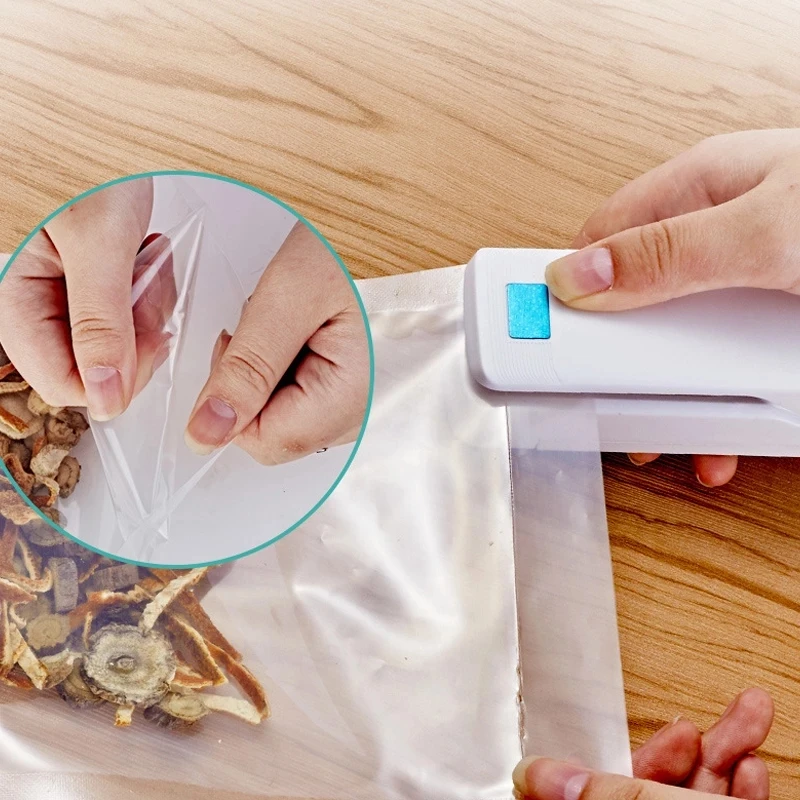 เครื่องซีลอาหารสูญญากาศมินิแบบพกพาอาหารขนมขบเคี้ยวเครื่องปิดผนึกบรรจุภัณฑ์อาหารครัวมือความดันเครื่องปิดผนึกความร้อนกระเป๋าคลิปUsb