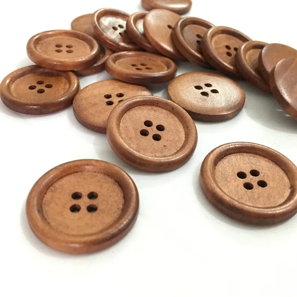 25PCs DIY Retro natural color wooden buttons 30 mm DIY sewing clothes button for craft scrapbooking sewing 7NK185