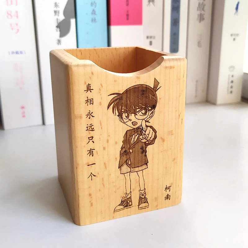 Japanese Anime Cartoon Detective Style DIY Pen Holder Storage Box Wooden Animation Customization Peripherals For Kids ZH180