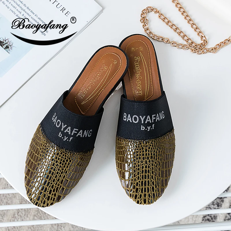 BaoYaFang 2020 New arrival Flat slingbacks Women Fashion Summer shoes woman wedding shoes female Round toe big size 34-42