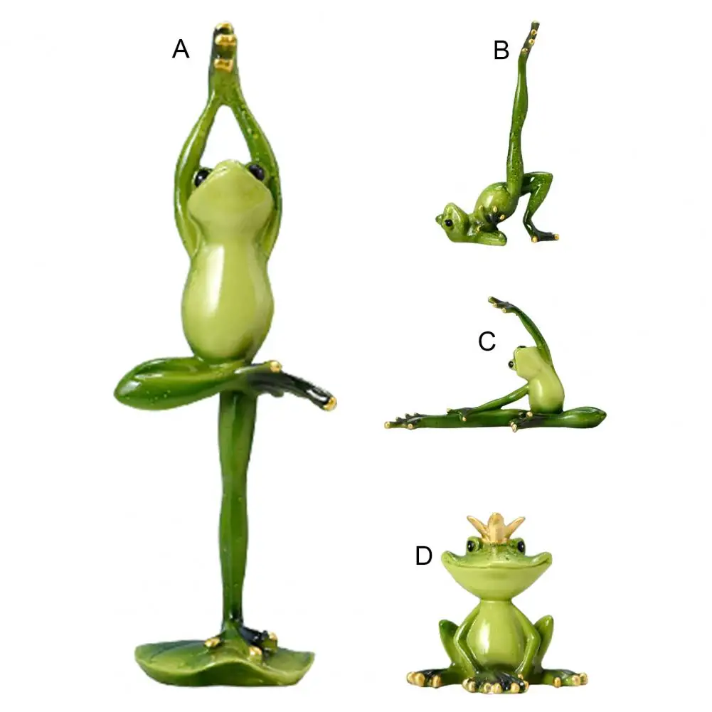 Estatuetas de animais de resina para jardim, bonito ioga sapo, artesanato nórdico decorações, casa e estúdio decoração, ornamento moderno, 1pc set