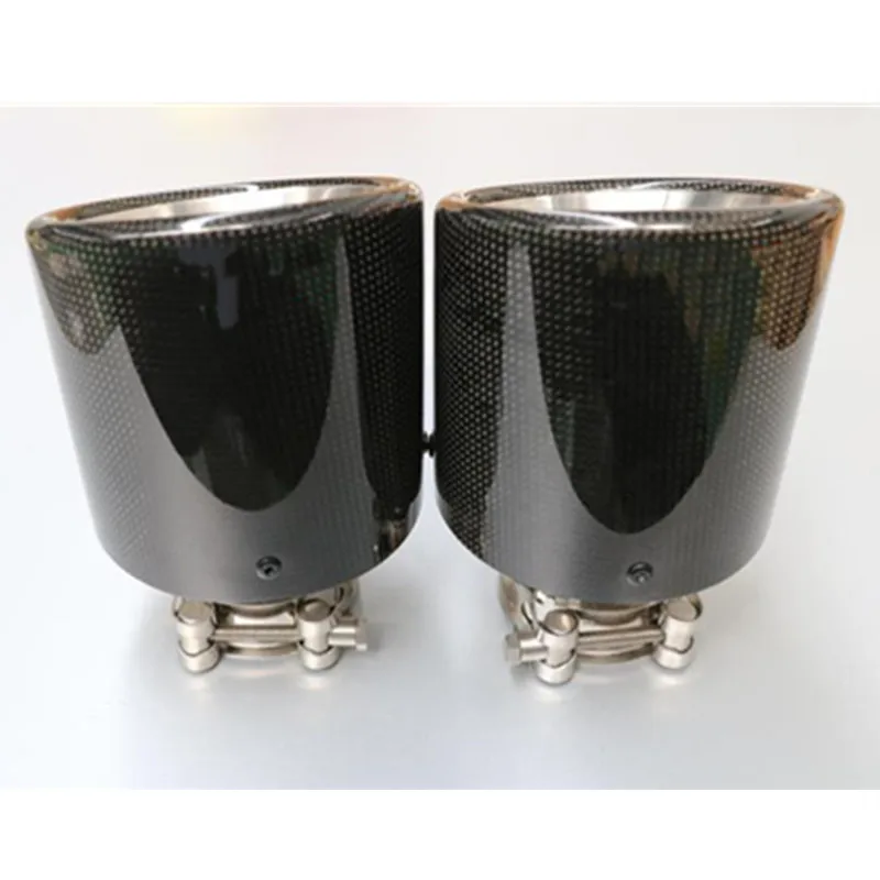 Car Styling 1pcs Muffler Inlet48-80mm outlet 114mm Glossy Carbon Fiber Muffler Universal Pipe Tip Tailtip Exhaust tip