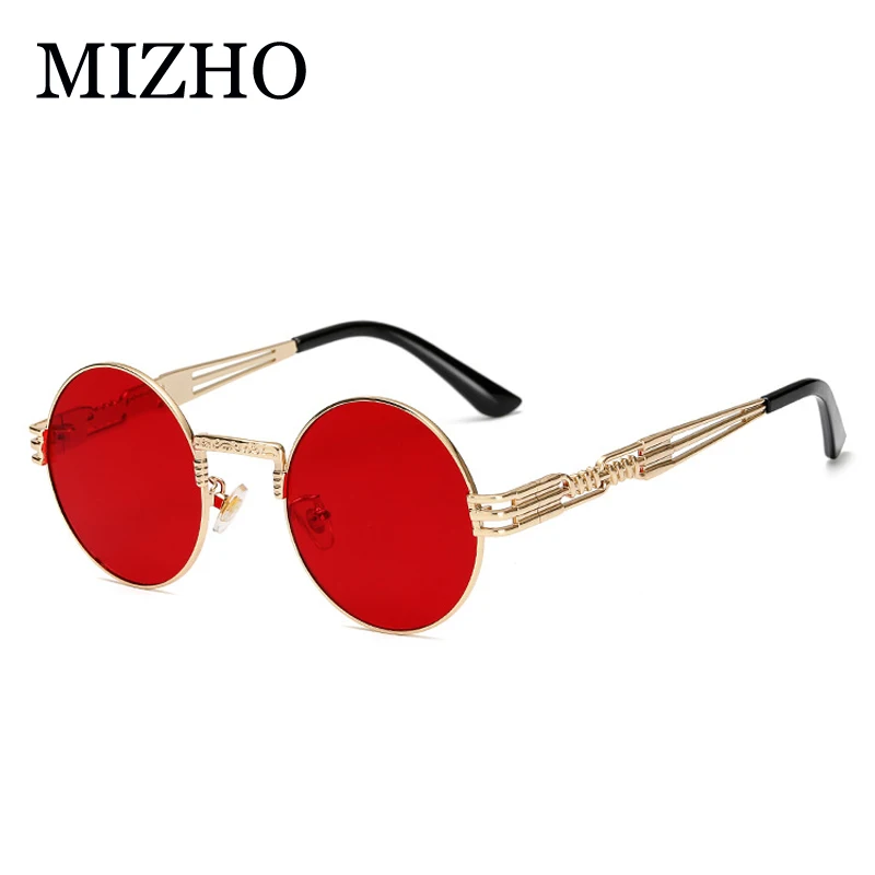 MIZHO UV Protection Polarized Sunglasses Women Round Coffee Gradient Metal Frame Punk Sun Glasses Retro Coating Eyewear Men 2020