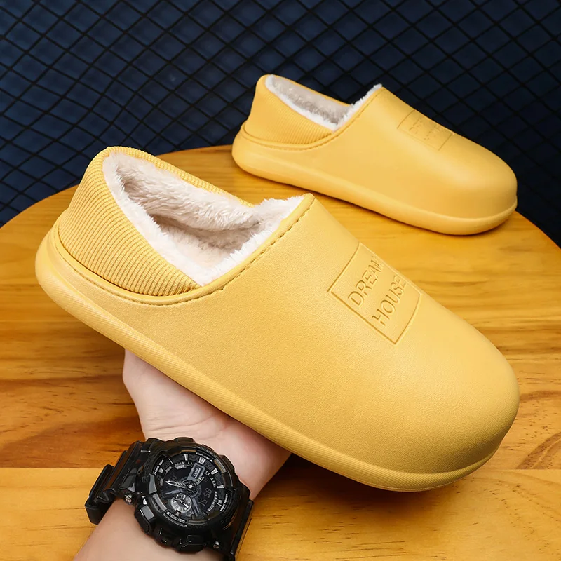 Men\'s Home Clogs 2021 New Winter Comfortable Slippers Plush Lining Shoes Soft Woman House Warm Clogs High Quality waterproof