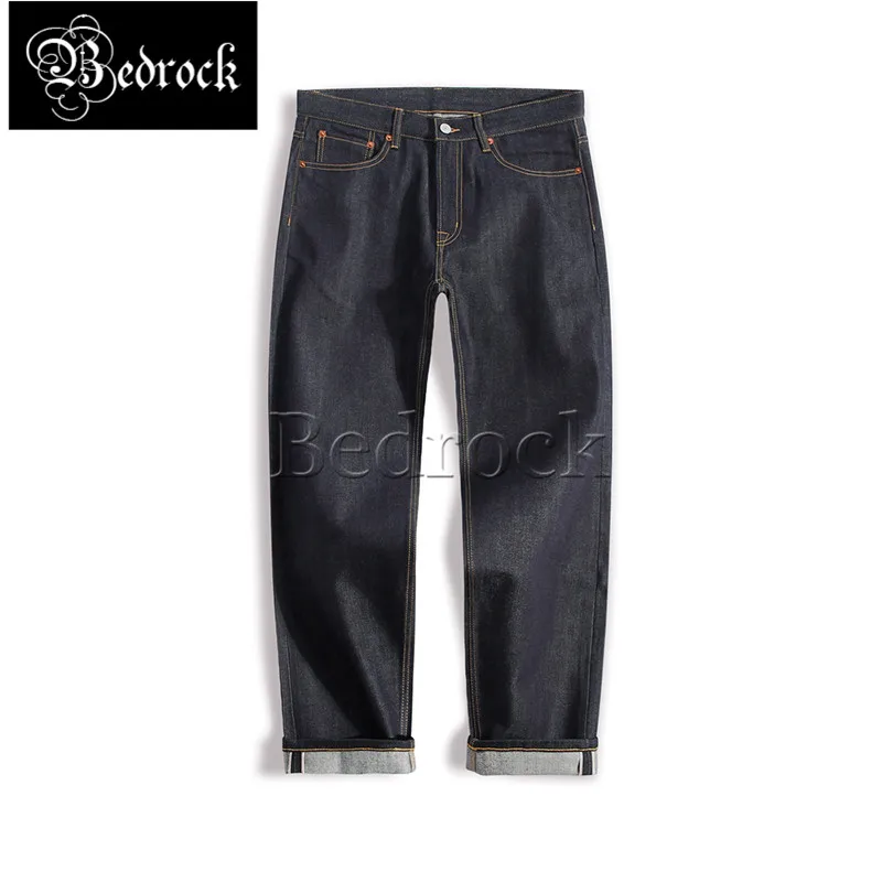 

14oz original color cattle jeans style straight loose fashion tough trend trousers for men red line denim jeans