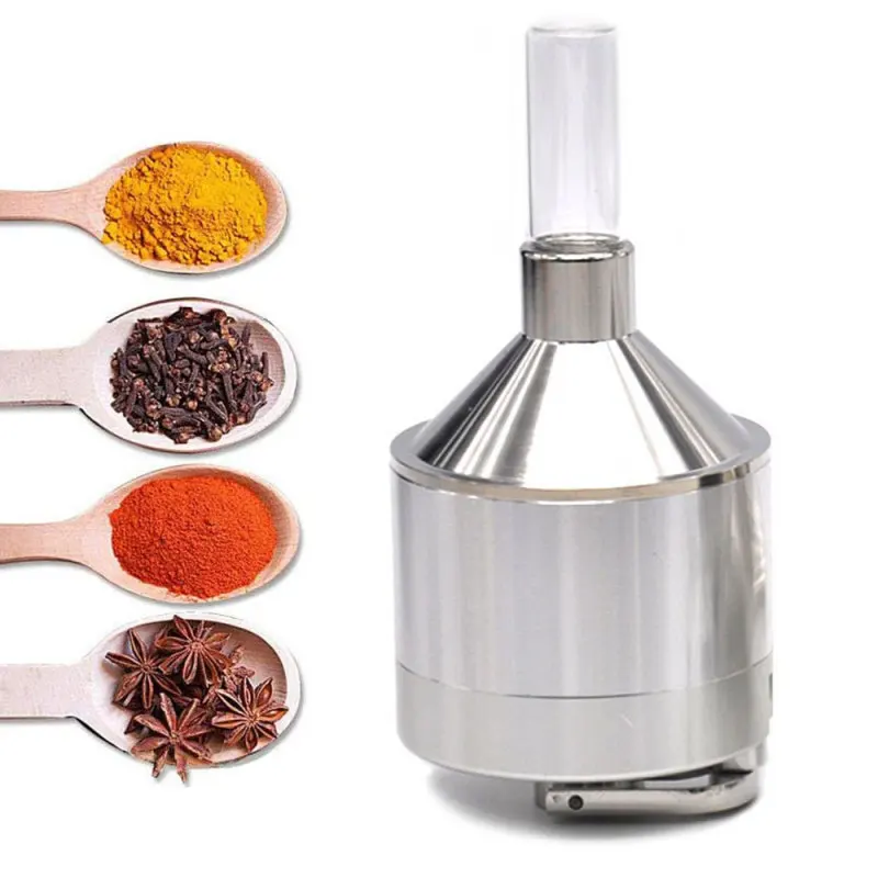 Powder Grinder Hand Mill Funnel Coarse Powder Spice Built-in Filter Mesh Hand Crank Metal Smoke Grinder