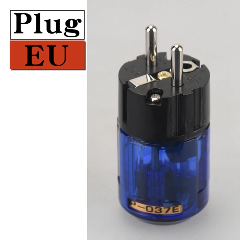 HIFIDIY EU/US/AU Pure Copper Gold Plated Power Plug Tail Connector For HIFI Audio Supply Wire Gray Blue /Purple Transparency