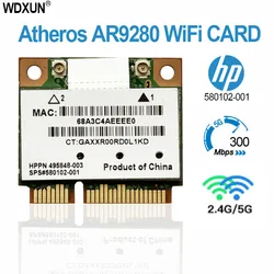 Atheros-Tarjeta pci-e de doble banda AR5BHB92, AR9280, AR5009, 2,4G/5GHz, 802.11a/b/g/n, 300Mbp, inalámbrica, wifi, Media mini