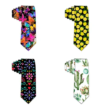 Neue schmetterlings bedruckte Krawatten für Männer dünne Baumwoll krawatte für Hochzeit lässige Herren krawatten klassische Anzüge 3D-Druck Krawatten