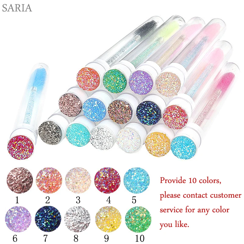 Brosse à cils réutilisable, brosse de maquillage jetable en cristal de bonne qualité, manche en diamant, baguettes de Mascara, outil d'extension de cils