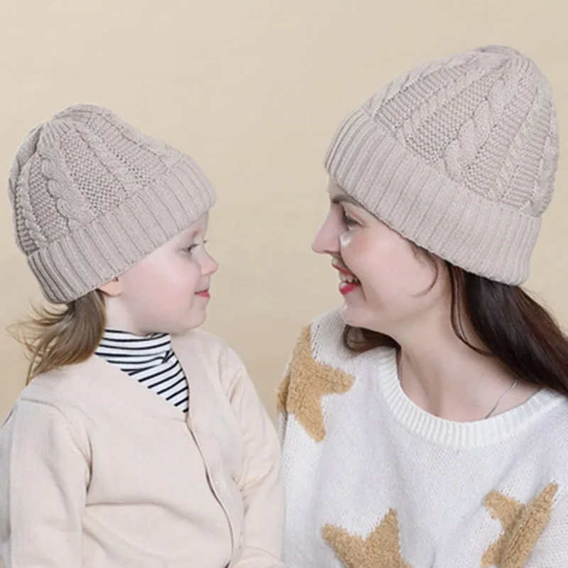 New Baby Hat Warm Adult Parent-Child Knitted Hat Autumn and Winter Men's and Women's Hats for Children Photographer Accessories