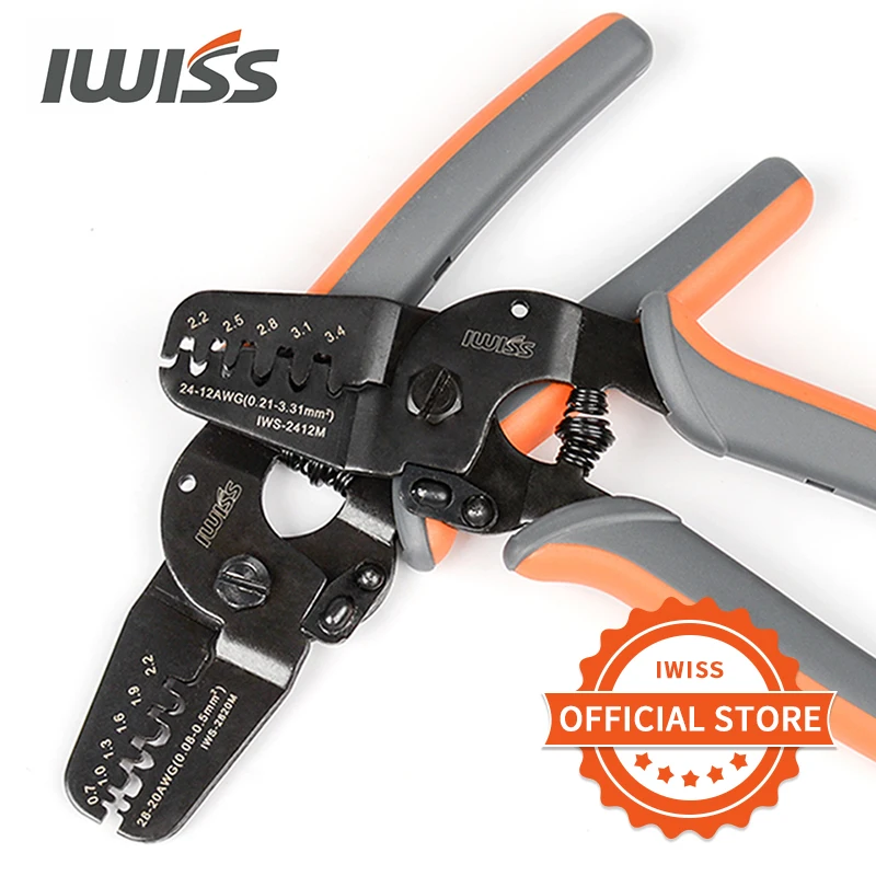 IWISS narzędzia zaciskające końcówki IWS-2412M/IWS-2820M do zaciskania AWG24-12/AWG28-20 JAM, Molex, Tyco, JST terminale i złącza