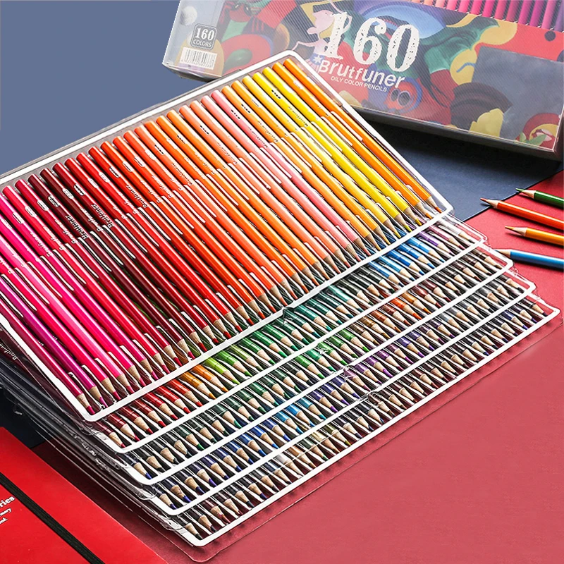 Brutfuner 48/72/120/160/180 Professional Oil Color Pencil Soft Wood Colored Pencil Watercolor Drawing Pencil School Art Supplies