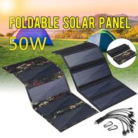 50W 5V Foldable Solar Panel High-efficiency Sun power Solar Cells 10 in1 USB Cable Waterproof Suitable for Outdoor Activities