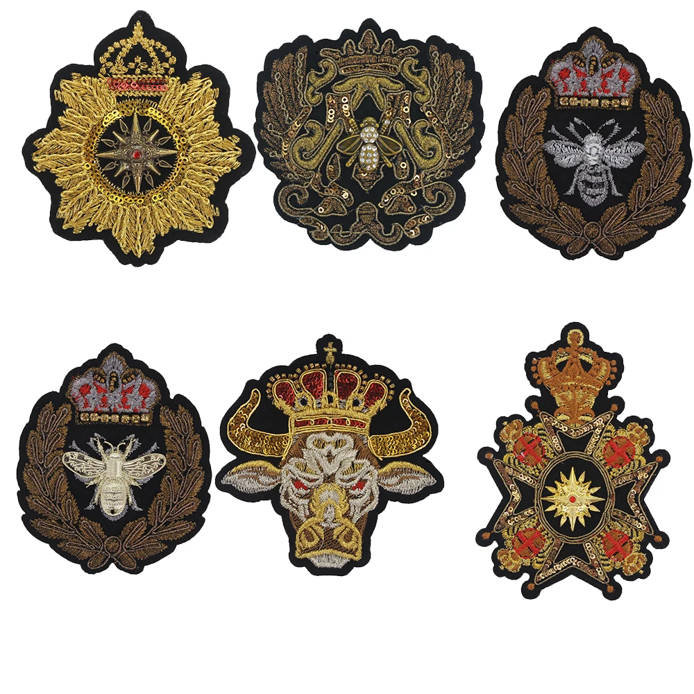 Toppe ricamate Bee Crown Ox Pattern patch T-shirt emblema abiti cucire badge 5 pezzi