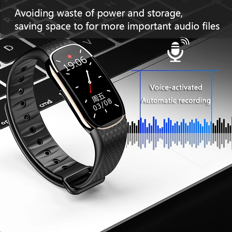 Enregistreur vocal numérique, Bracelet, enregistrement Audio, Dictaphone, montre, réduction du bruit, HiFi, lecteur de musique MP3 Portable